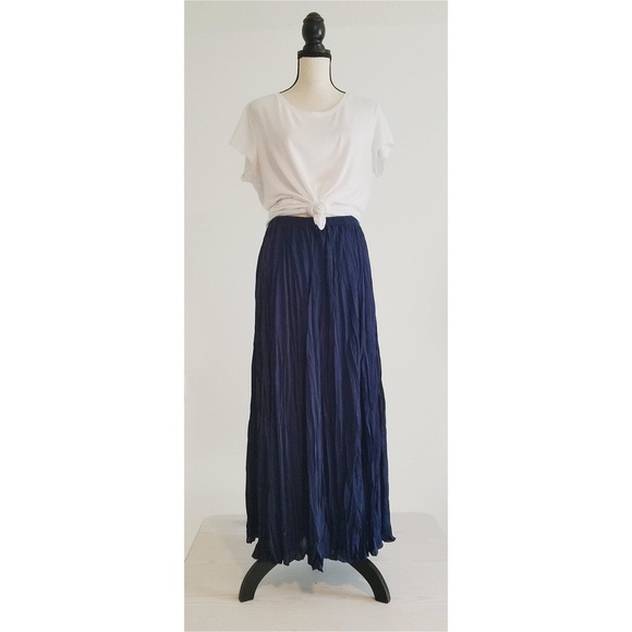 Pacific Deep Blue Crinkle Maxi Skirt Zac & Rachel - Picture 9 of 11